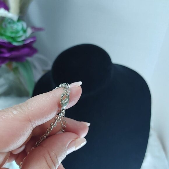 Necklace GLACIAL Boho Statement Blue Beads Silver Tone 16 Inch - Picture 5 of 5